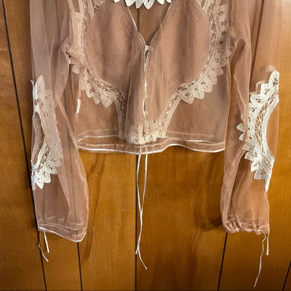 Rare For Love and Lemons Penelope Lace Sheer Crop Top M - Picture 15 of 15
